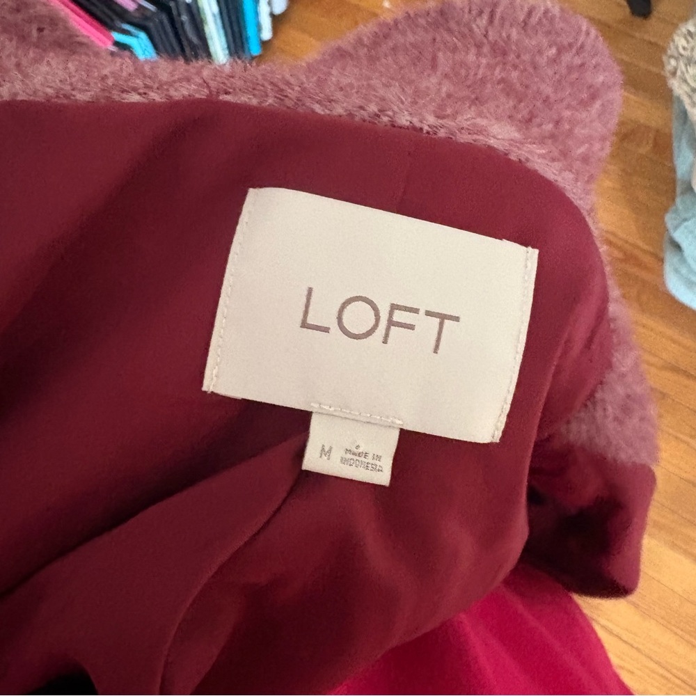 LOFT Women's Pink Herringbone Coat - Picture 4 of 4